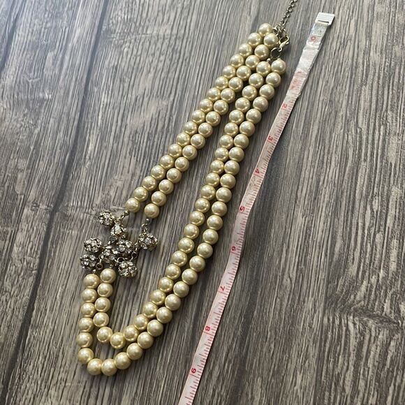 2/$20 PEARL Crystal Double Layer Necklace - Picture 4 of 5